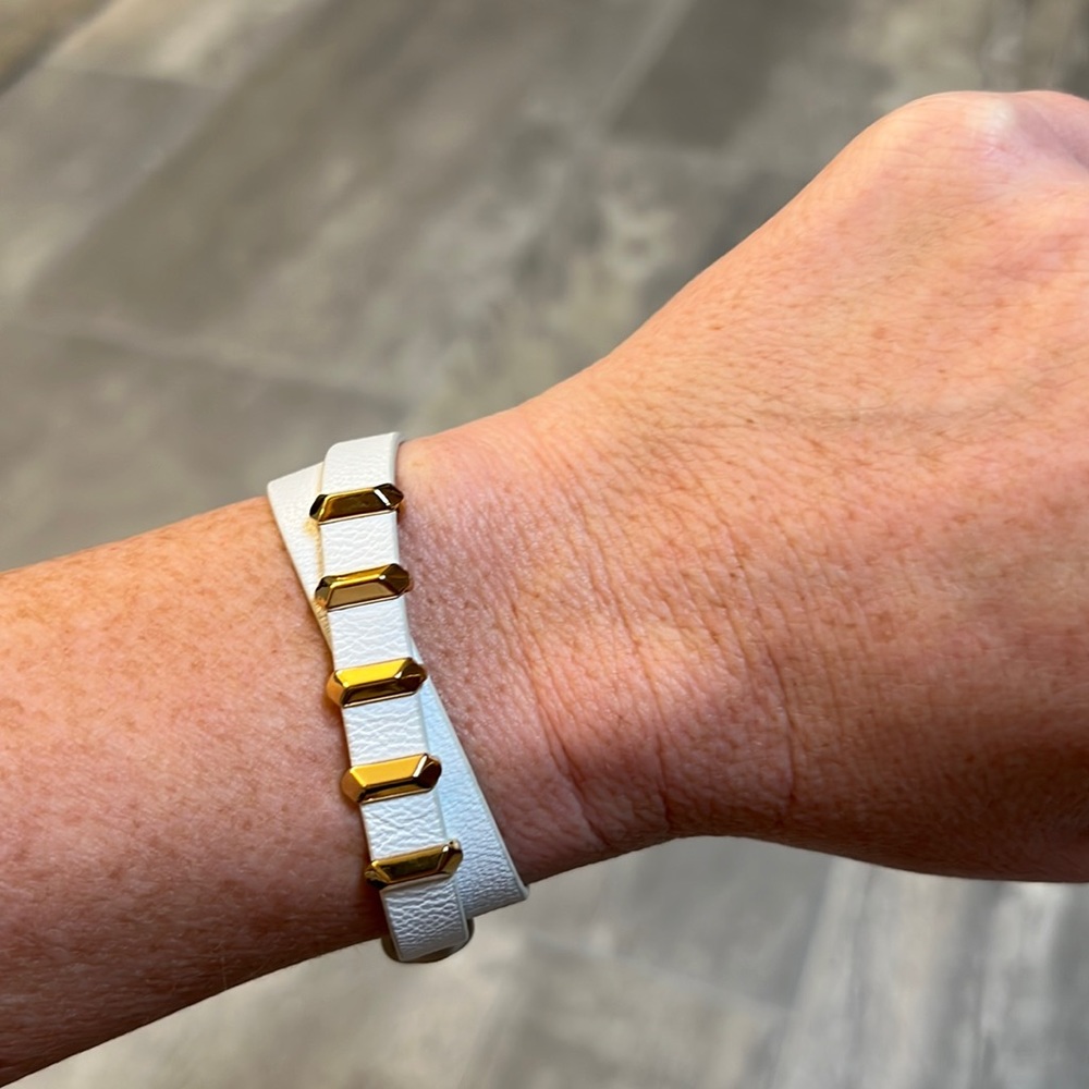 Stella & Dot white leather wrap bracelet